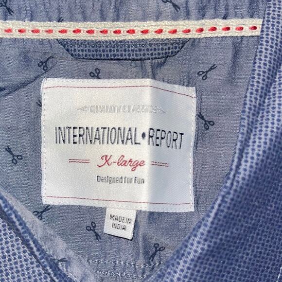 International Report Long Sleeve Blue Button Up Shirt Size XL Career Office - Picture 3 of 5